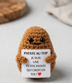 Patate au Top - Petite Patate de Soutien en Crochet - Cadeau Réconfort & Motivation