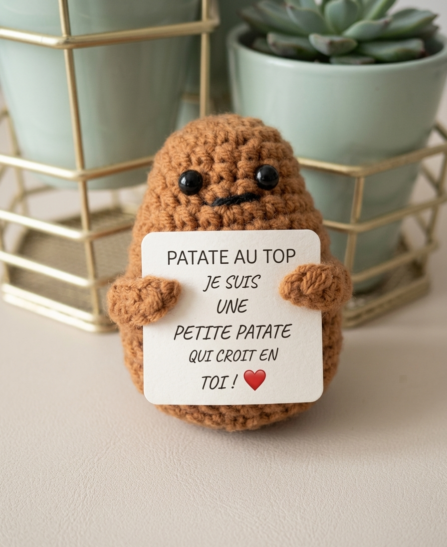 Patate au Top - Petite Patate de Soutien en Crochet - Cadeau Réconfort & Motivation