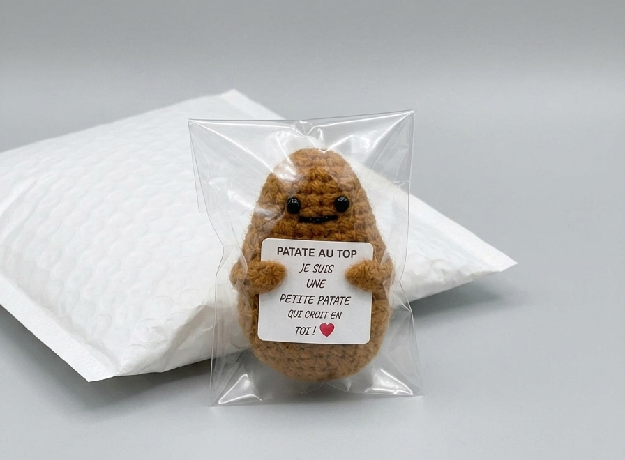 Patate au Top - Petite Patate de Soutien en Crochet - Cadeau Réconfort & Motivation